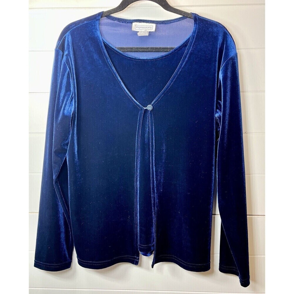 Impressions of California Y2K Vintage Velvet Blue Cardigan/Cami Top M Whimsigoth